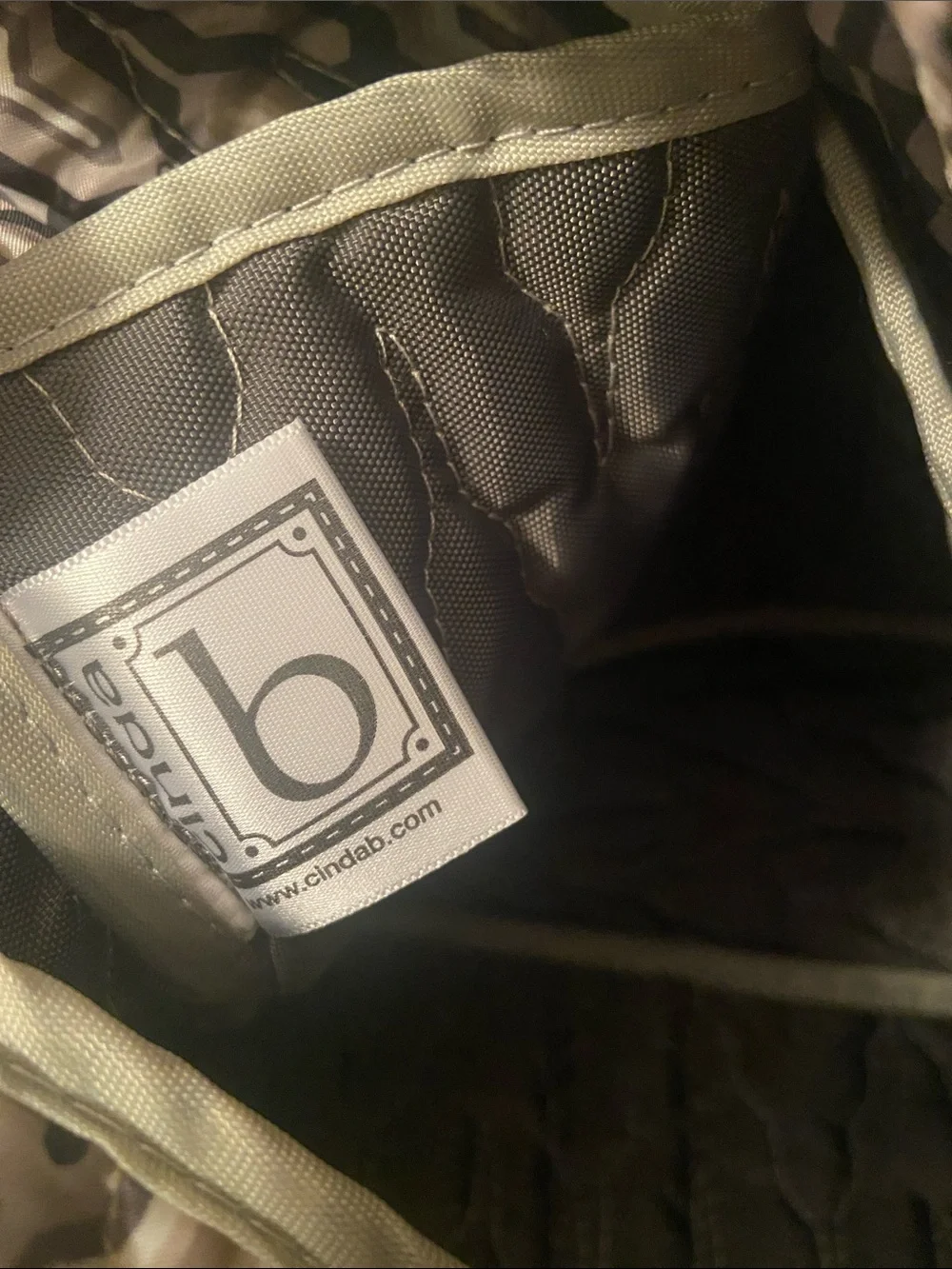 Cinda B Tote Bag, Diaper Shoulder Bag Gray Quilted Adjustable Strap Snap Close